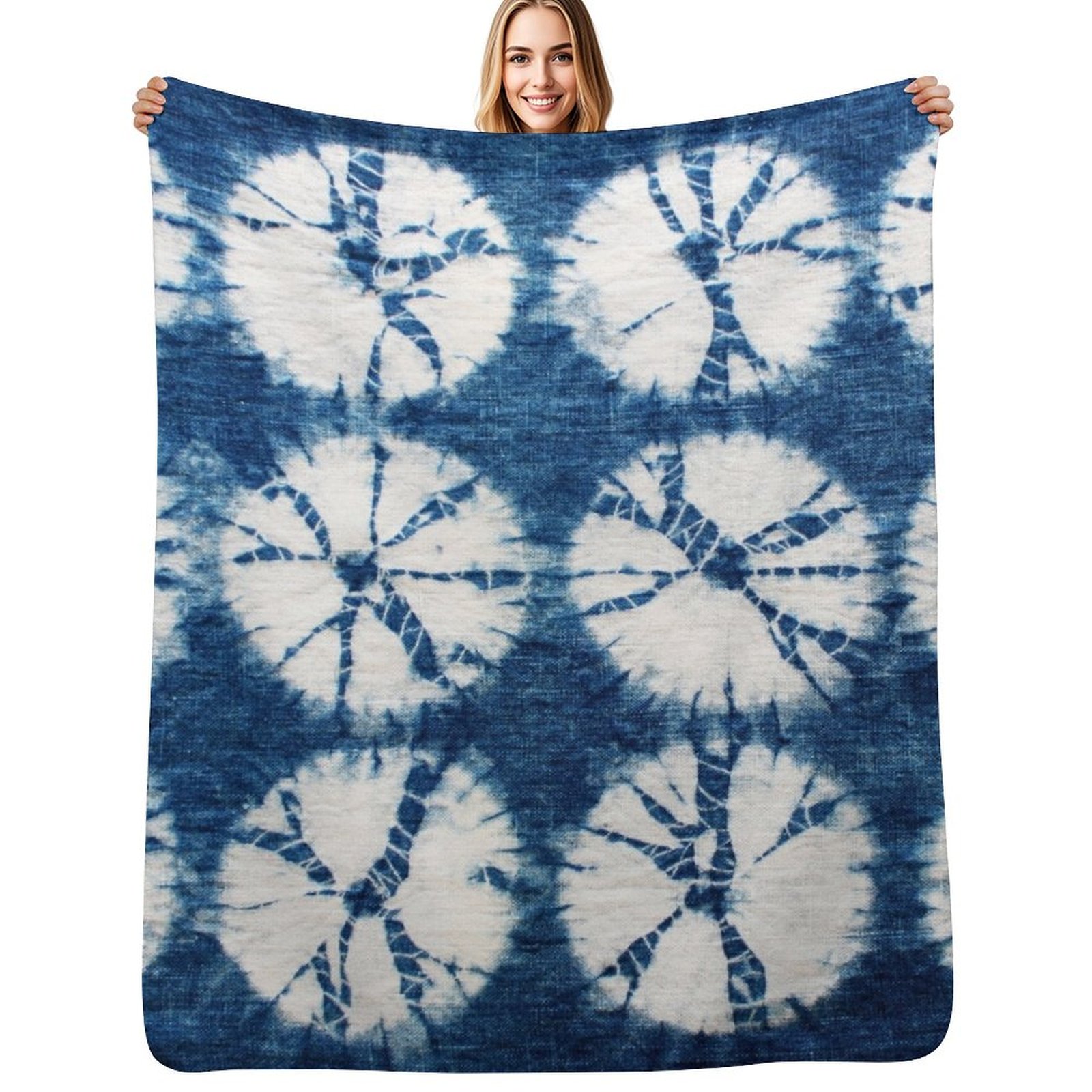 Shibori Tie Dye - Shibori Circles, Indigo, Tie Dye Throw
