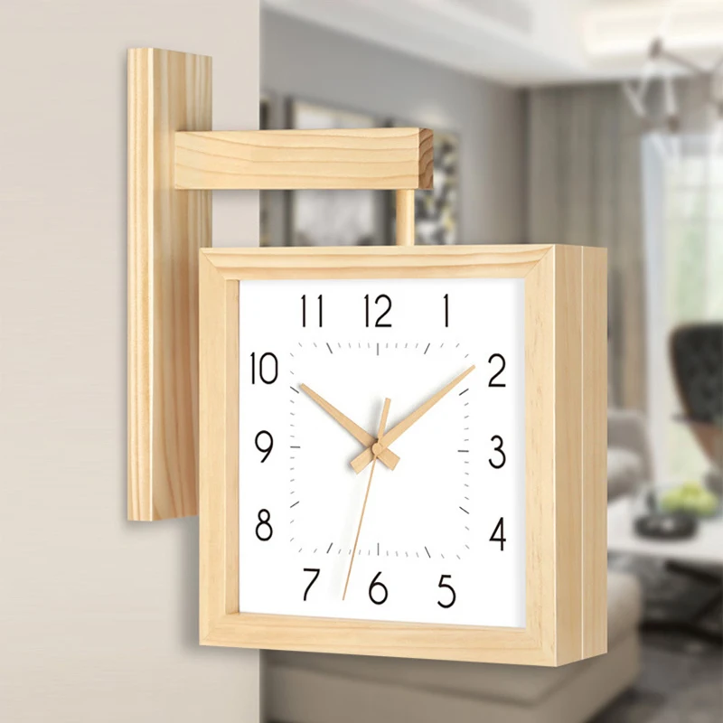 Japanese Lifestyle In Japanese - Wooden Double Sided Wall Clocks Silent