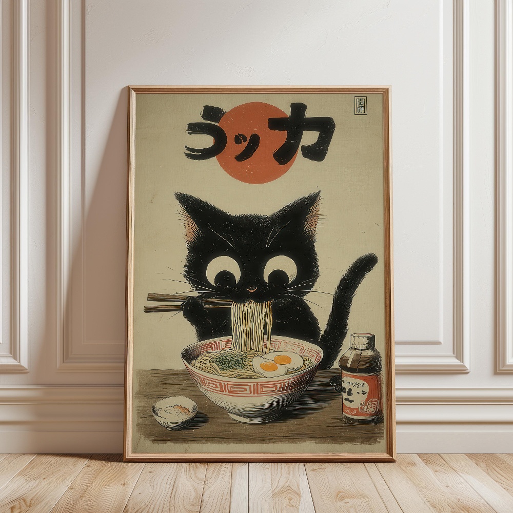 Black Cat Eating Ramen Rainy G - огляд і ціна Japanese Lifestyle In Japanese